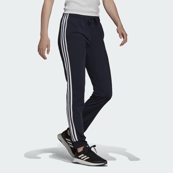 NEW Adidas Women's Dark Blue Joggers with White Stripes - Picture 4 of 15